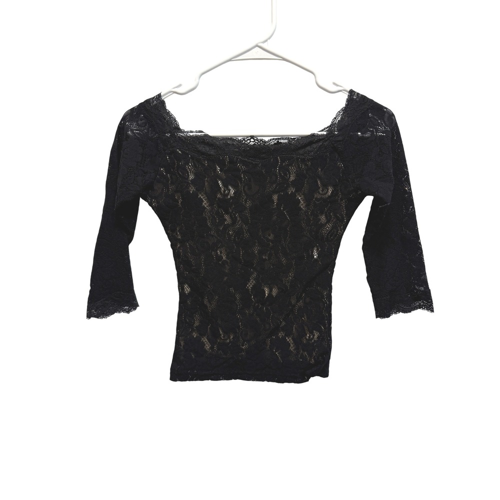 Moda International Lace Top Off The Shoulder Small Black Women Goth Witchy